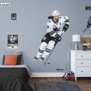 Erik Karlsson 2021 for San Jose Sharks - Officially Licensed NHL Removable Wall Decal Life-Size Athlete + 13 Decals (51"W x 78"H