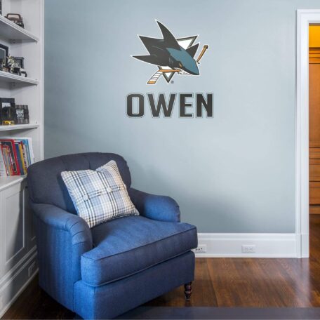San Jose Sharks Stacked Personalized Name - Officially Licensed NHL Transfer Decal in Black (39.5"W x 52"H) by Fathead | Vinyl