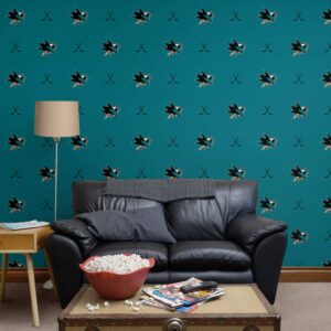 San Jose Sharks: Sticks Pattern - Officially Licensed NHL Removable Wallpaper 24" x 10.5' (21.0 sf) by Fathead