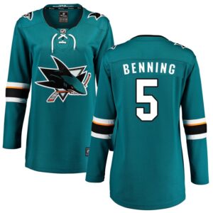 Matt Benning Women's Fanatics Branded Teal San Jose Sharks 2021/22 Home Breakaway Custom Jersey